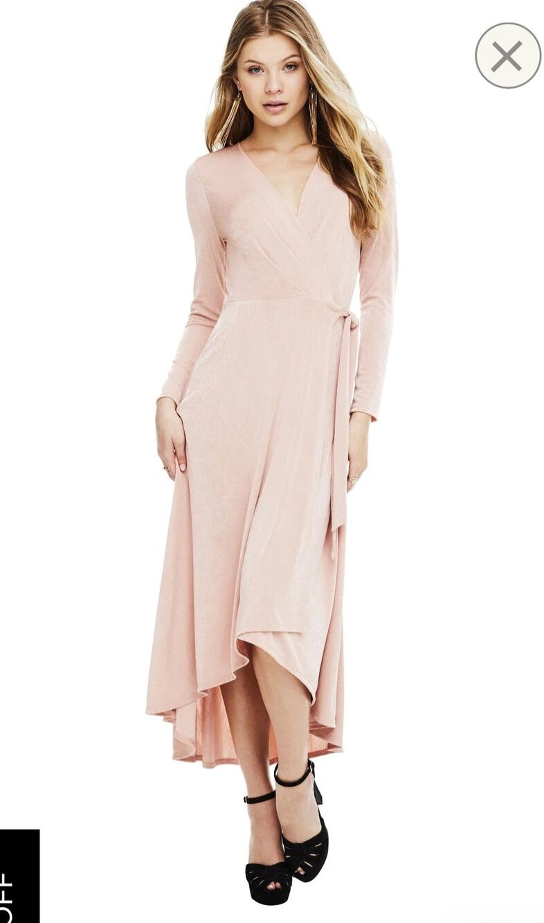 ASTR the Label slinky knit wrap dress Champagne Shimmer Size Med Fairy Glam
